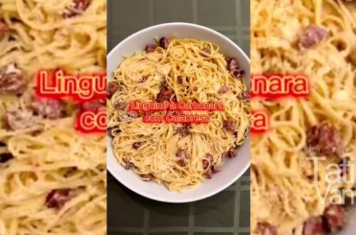 Linguine à Carbonara com Calabresa - Receita