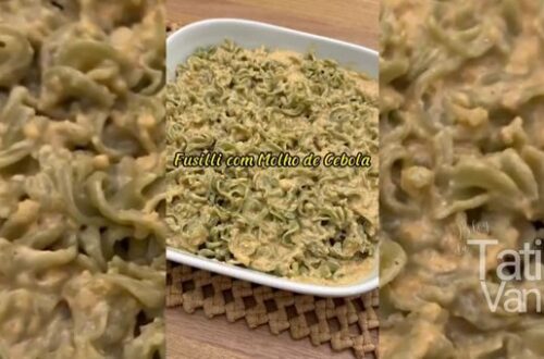 Fusilli com Molho de Cebola Receita Simples, Prática e Irresistivelmente Saborosa - Tati Van