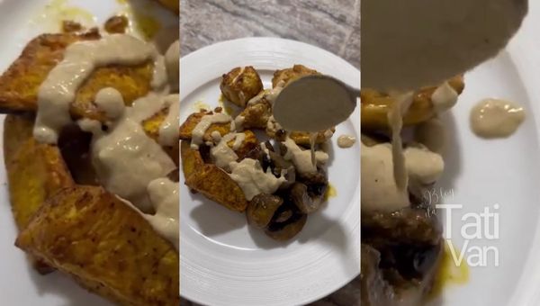 Receita de Frango, Abóbora e Cogumelo ao Molho Tahine Uma Delícia Fácil e Saudável - Tati Van