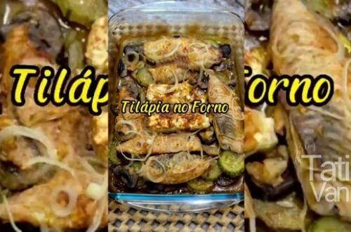 Receita de Tilápia no Forno com Abobrinha, Cogumelos e Queijo Feta - Tati Van