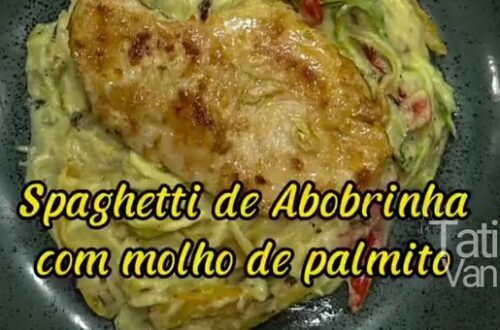 Spaghetti de Abobrinha com Molho de Palmito Receita Saudável e Saborosa - Tati van